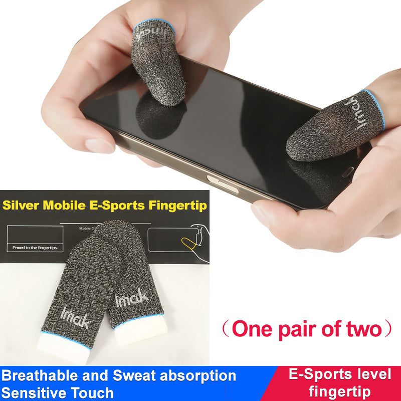 IMAK 1 Pair Finger Sleeve Breathable Sensitive Sweat-proof Silver Fiber Gaming Finger Cover for PUBG Mobile Game Black IMAK 1 Pair Finger Sleeve Breathable Sensitive Sweat-proof Silver Fiber Gaming Finger Cover for PUBG Mobile Game Black